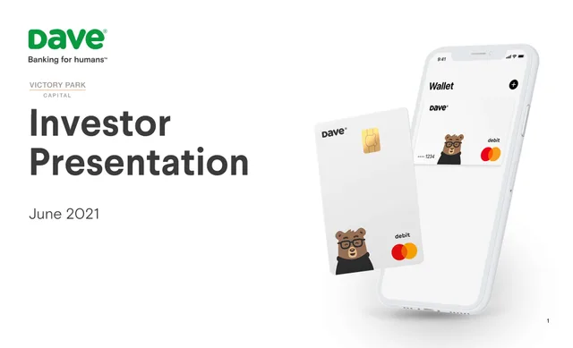 Dave — Investor Presentation investment banking deck cover