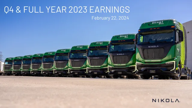 Nikola — Q4 & Full Year 2023 Earnings investment banking deck cover
