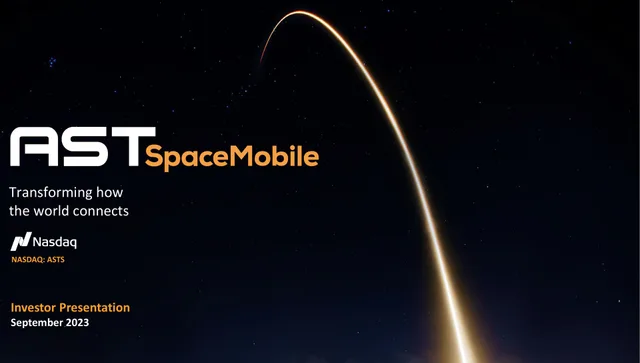 Ast Spacemobile — Cover Slide investment banking deck cover