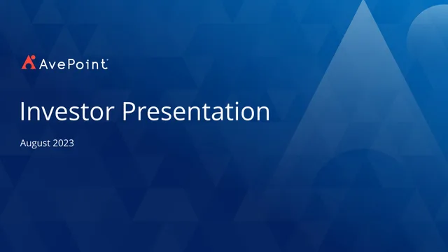 Avepoint — Investor Presentation investment banking deck cover