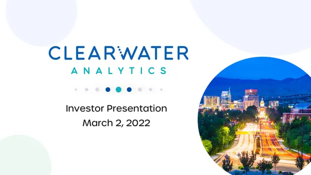 Clearwater Analytics — Title Slide investment banking deck cover