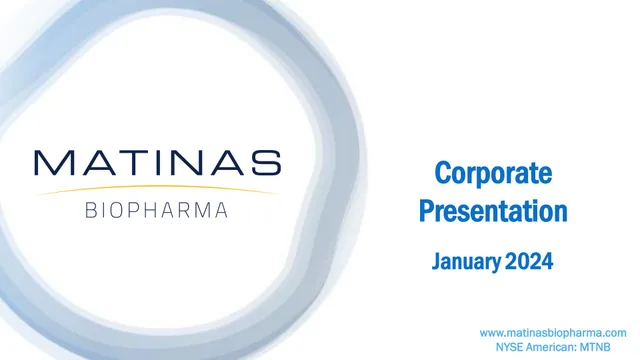 Matinas Biopharma — cover slide investment banking deck cover