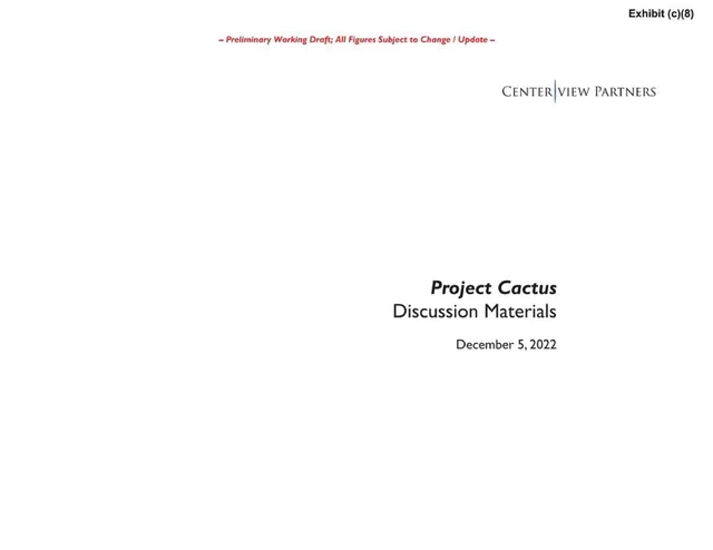 Centerview Partners — Project Cactus investment banking deck cover