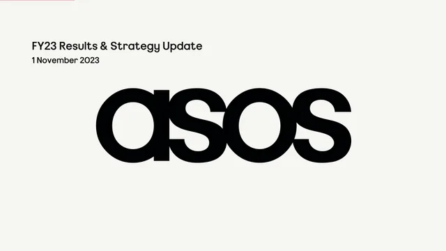 Asos — FY23 Results & Strategy Update investment banking deck cover