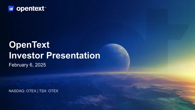 Opentext — OpenText Investor Presentation investment banking deck cover