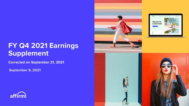 Affirm — FY Q4 2021 Earnings Supplement investment banking deck cover