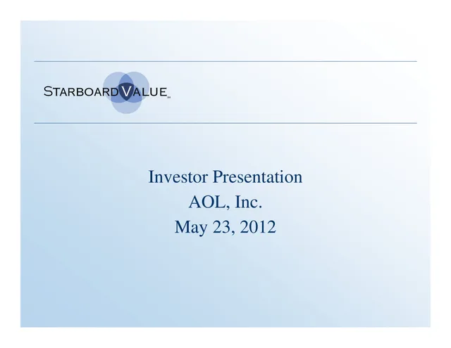 Starboard Value — Cover Slide investment banking deck cover