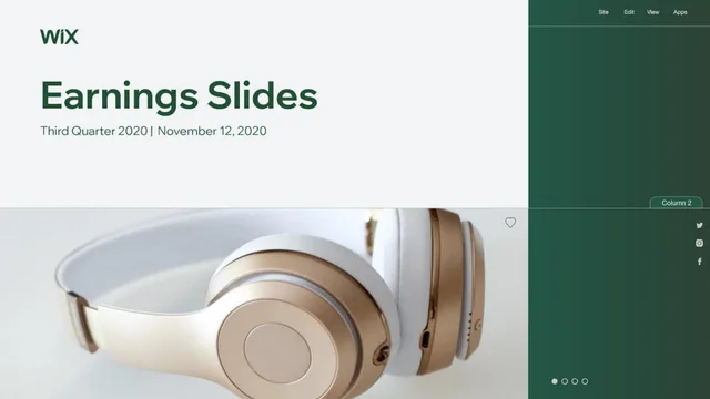 Wix — Earnings Slides investment banking deck cover