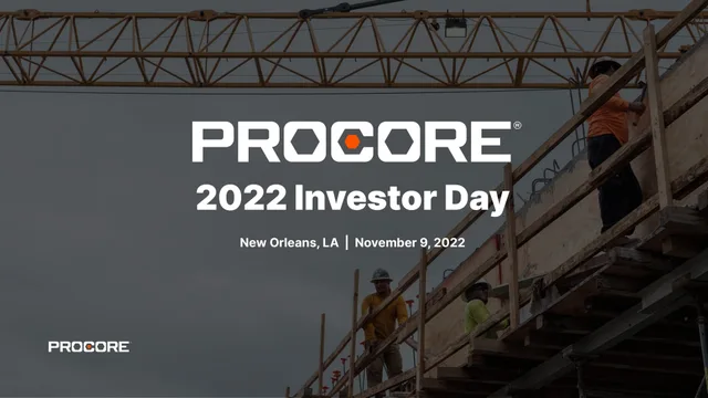 Procore — 2022 Investor Day investment banking deck cover