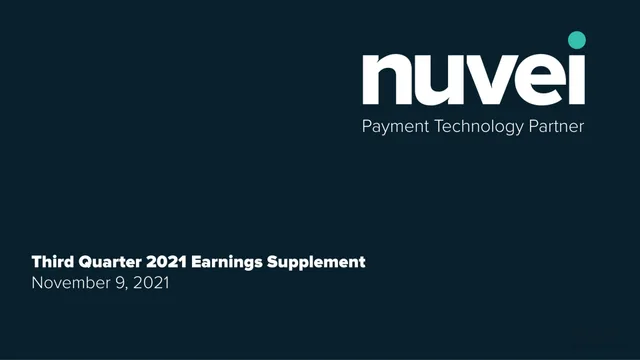 Nuvei — Third Quarter 2021 Earnings Supplement investment banking deck cover