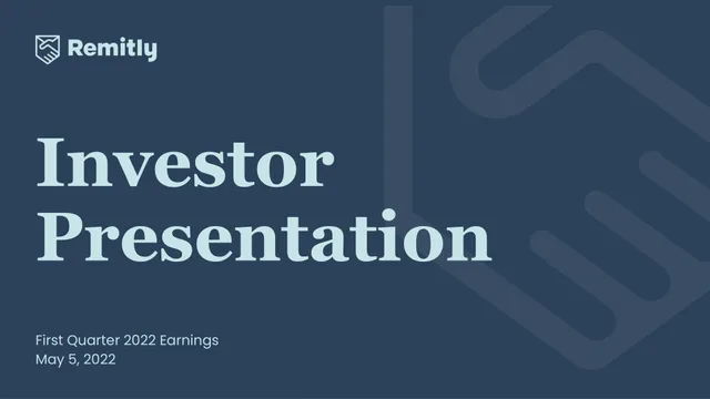 Remitly — Investor Presentation investment banking deck cover