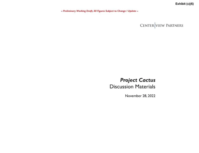 Centerview Partners — Project Cactus investment banking deck cover