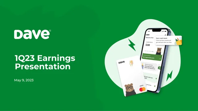 Dave — 1Q23 Earnings Presentation investment banking deck cover
