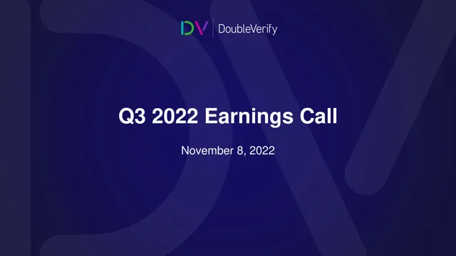 Doubleverify — Q3 2022 Earnings Call investment banking deck cover