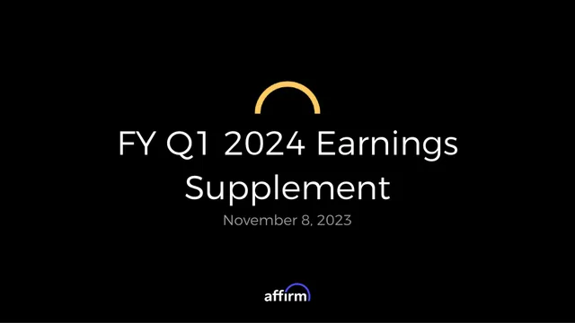 Affirm — FY Q1 2024 Earnings Supplement investment banking deck cover