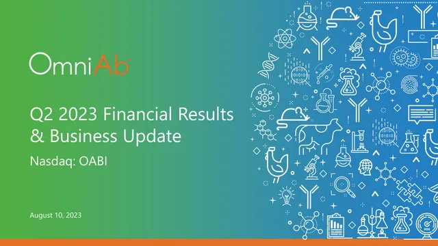 Omniab — Q2 2023 Financial Results & Business Update investment banking deck cover