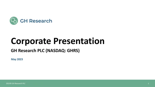 Gh Research — Corporate Presentation investment banking deck cover