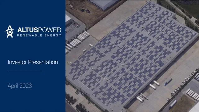 Altus Power — Cover Slide investment banking deck cover