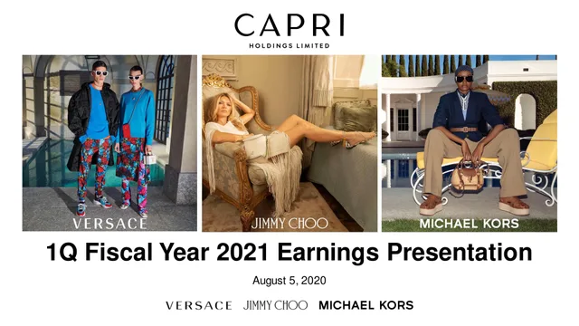 Capri Holdings — 1Q Fiscal Year 2021 Earnings Presentation investment banking deck cover