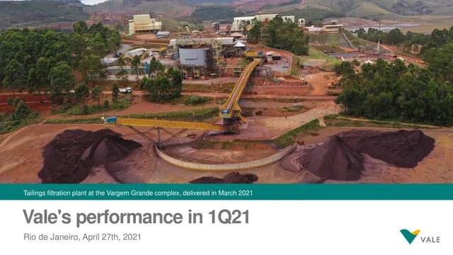 Vale — Vale's performance in 1Q21 investment banking deck cover