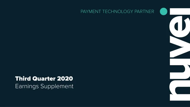 Nuvei — Third Quarter 2020 Earnings Supplement investment banking deck cover