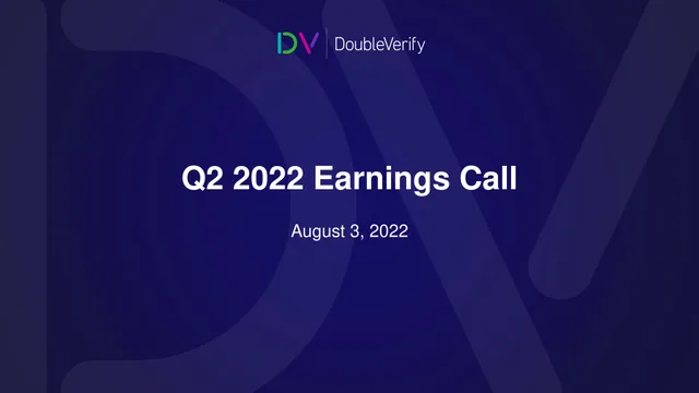 Doubleverify — Q2 2022 Earnings Call investment banking deck cover