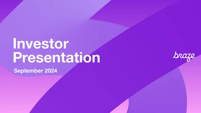 Braze — Investor Presentation investment banking deck cover