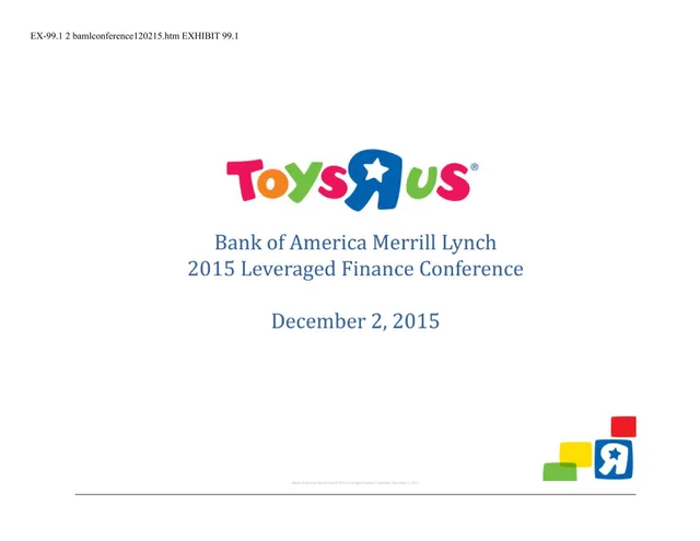 Toys R US — cover slide investment banking deck cover