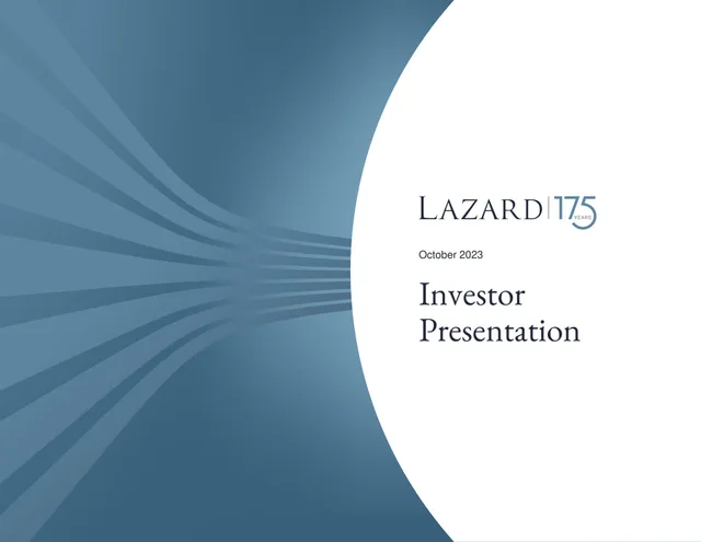 Lazard — cover slide investment banking deck cover
