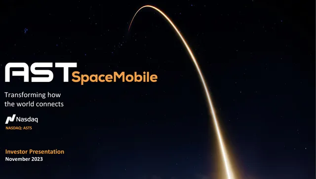 Ast Spacemobile — Cover Slide investment banking deck cover