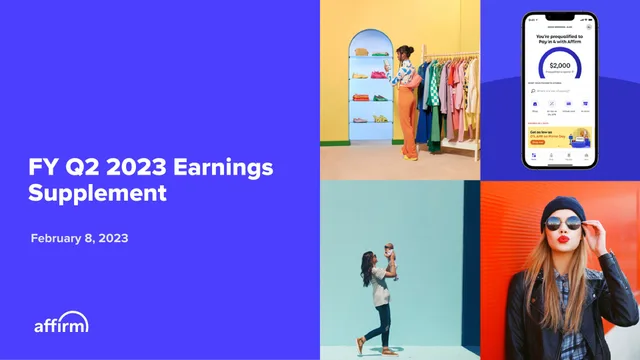 Affirm — FY Q2 2023 Earnings Supplement investment banking deck cover