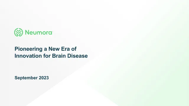 Neumora Therapeutics — Pioneering a New Era of Innovation for Brain Disease investment banking deck cover