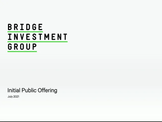 Bridge Investment Group — Cover Slide investment banking deck cover