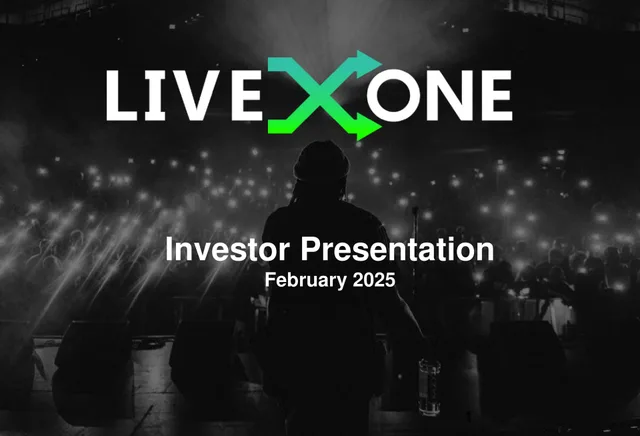 Liveone — Investor Presentation investment banking deck cover