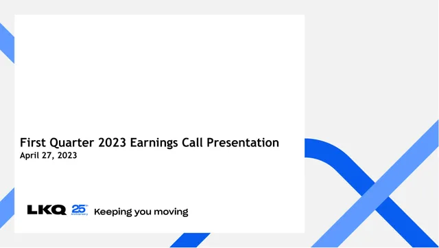 Lkq — First Quarter 2023 Earnings Call Presentation investment banking deck cover