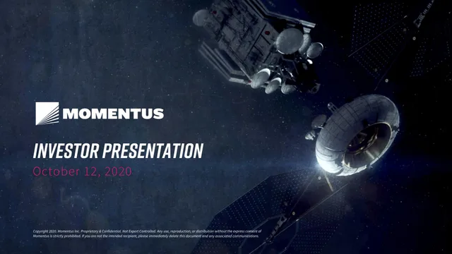Momentus — Investor Presentation investment banking deck cover
