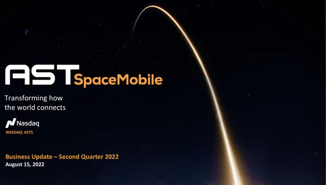 Ast Spacemobile — Cover Slide investment banking deck cover
