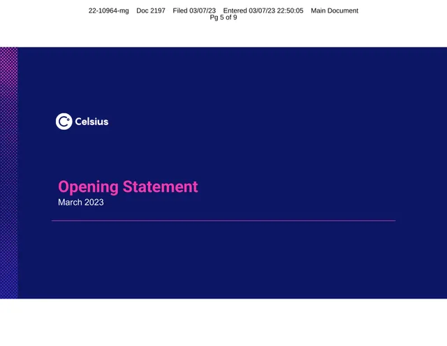 Celsius Network — Opening Statement investment banking deck cover