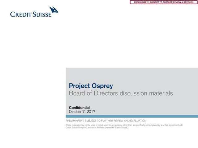 Credit Suisse — Project Osprey investment banking deck cover
