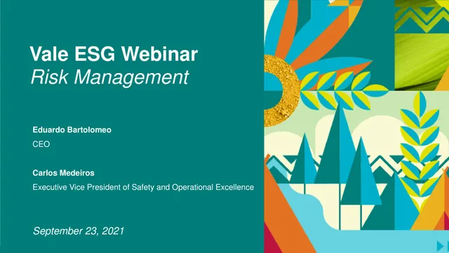 Vale — Vale ESG Webinar Risk Management investment banking deck cover