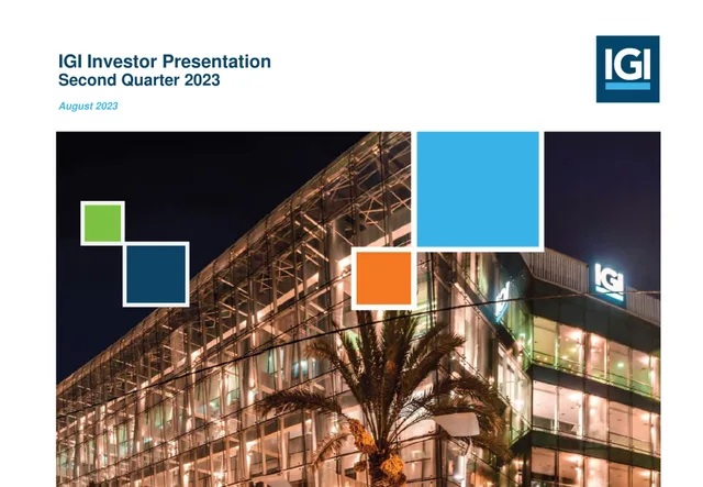 International General Insurance — IGI Investor Presentation Second Quarter 2023 investment banking deck cover