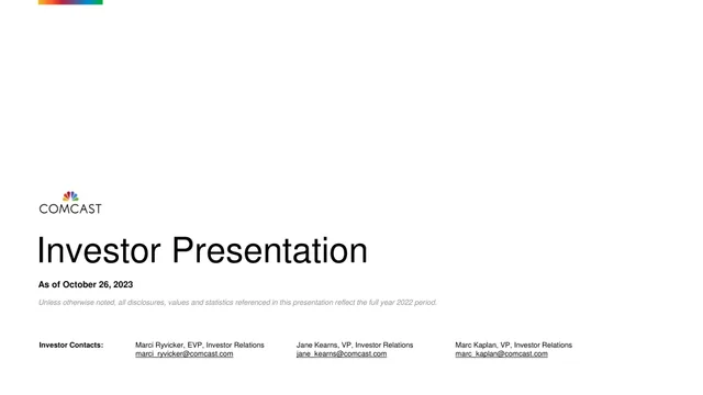 Comcast — Investor Presentation investment banking deck cover
