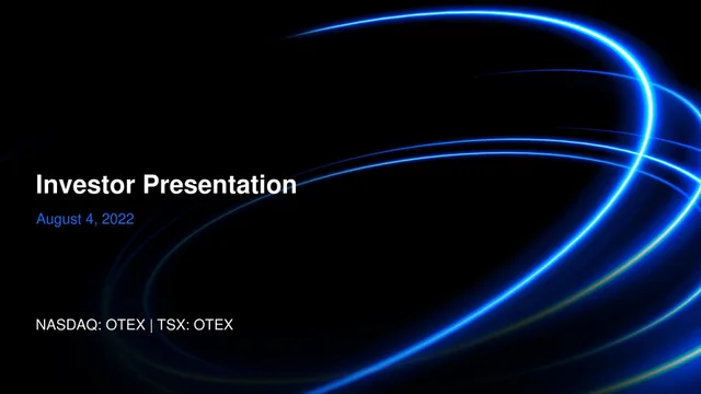 Opentext — Investor Presentation investment banking deck cover
