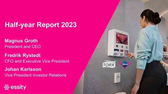 Essity — Half-year Report 2023 investment banking deck cover