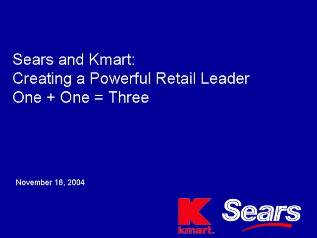 Sears — Sears and Kmart: Creating a Powerful Retail Leader One + One = Three investment banking deck cover