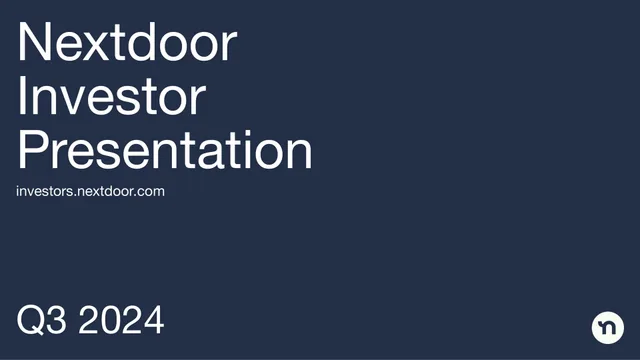 Nextdoor — Nextdoor Investor Presentation investment banking deck cover