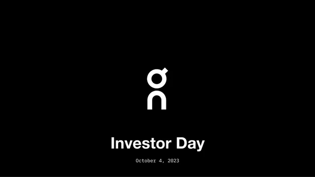 On Holding — Investor Day investment banking deck cover