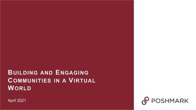 Poshmark — Building And Engaging Communities In A Virtual World investment banking deck cover