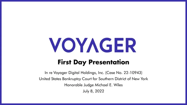 Voyager Digital — First Day Presentation investment banking deck cover