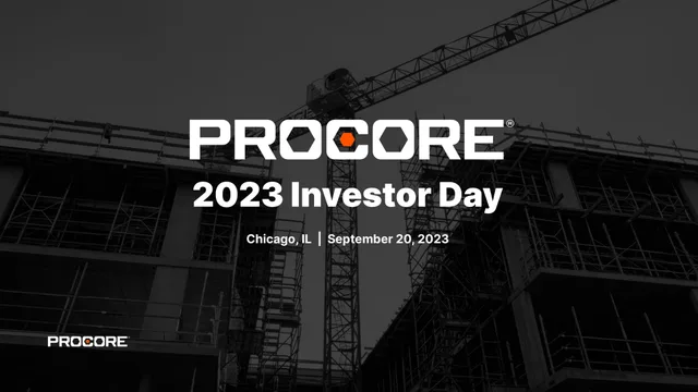 Procore — 2023 Investor Day investment banking deck cover